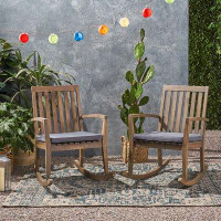Union Rustic Outdoor Brookport Rocking Solid Wood Chair with Cushions