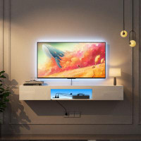 Brayden Studio Wall Mounted Floating 65" TV Stand With 16 Colour Leds