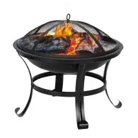 Winston Porter Outdoor 22" Curved Feet Iron Wood Burning Fire Pit