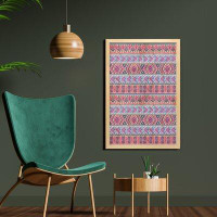 East Urban Home Ambesonne Tribal Wall Art With Frame, Retro Spring Vintage Pattern, Printed Fabric Poster For Bathroom L