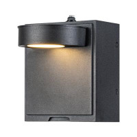 Wrought Studio Modern Outdoor Black Led Wall Lantern Sconce With Dusk To Dawn Sensor And Built-in Gfci Outlets