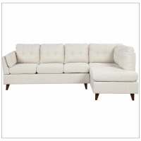 George Oliver 97.2" Modern Linen Fabric Sofa, L-Shape Couch With Chaise Lounge,Sectional Sofa With One Lumbar Pad