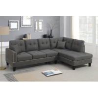 Latitude Run® Aylesbury Dark Coffee 2-piece Sectional Sofa In  Linen-like Fabric