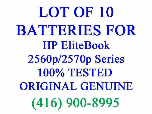 LOT OF 10 x GENUINE HP Battery for EliteBook 2560p 2570p Series SX03 SX06 632423-001 Laptop Batteries Original in Laptop Accessories in Ontario