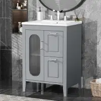 Wildon Home® Bathroom Vanity Cabinet with Two Drawers and Door,With Sink