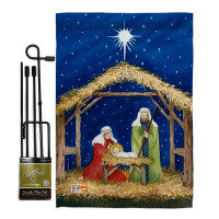 Breeze Decor Nativity of Jesus Winter Impressions 2-Sided Polyester 19 x 13 in. Flag Set
