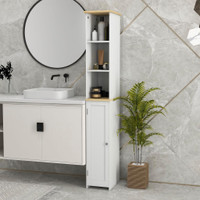Bathroom Cabinet 9.1" W x 13.4" D x 65" H White