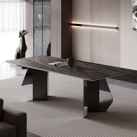 Fit and Touch 62.99" Picture Colour Rectangular Slate + Manufactured Wood Dining Table