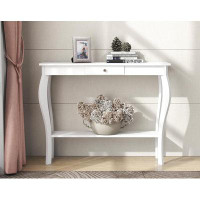 Latitude Run® Chic White Accent Console Table: Narrow Design With Drawer, Perfect For Entryways