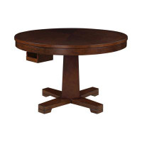 Wildon Home® 48 Inch Round Poker Game Dining Table With Cup Holders, Chip Trays, Brown