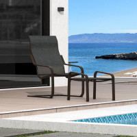 Ebern Designs Chaise de patio inclinable avec repose-pieds Aiglon