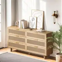 Disney 59.06'' Wide Rattan Dresser With 6 Drawers