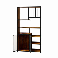Wenty Multipurpose Bookshelf Storage Rack,  With Enclosed Storage Cabinet,For Living Room,Home Office,Kitchen(Combined T