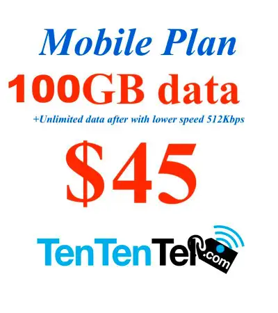 Promo 100GB $45 (port in availaible) Come with unlimited Talk and Text Telus/Bell network Moblie pho...
