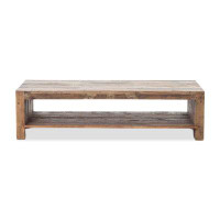 MABOLUS 39.37" Burlywood Solid Wood Rectangular Coffee Table