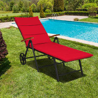 Hokku Designs Patiojoy Foldable Beach Sling Chair With 7 Adjustable Positions&cushion Indoor Living Room Chaise Lounge R