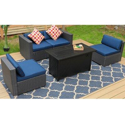 Lark Manor Rattan Outdoor Conversation Set With Cushion Set Of 5 in Patio & Garden Furniture
