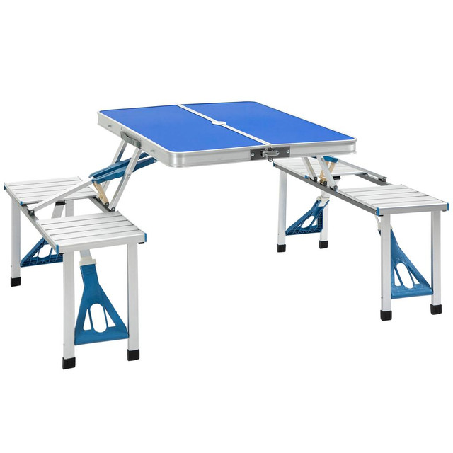 Folding Camping Table And Chair Set 53.5" x33.7" x26" Blue in Fishing, Camping & Outdoors - Image 2
