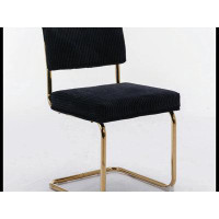 Mercer41 Dining Chairs with Gold Metal Base, Upholstered Fake Fur Fabric Side Chairs, Set of 2