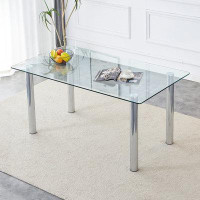 Mercer41 A modern minimalist style glass dining table
