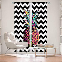 East Urban Home Lined Window Curtains 2-panel Set for Window Size Organic Sat Party Pineapple Chevron