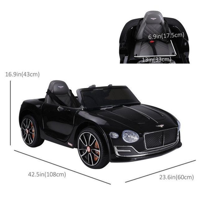 12V RIDE ON CAR LICENSED BENTLEY BATTERY POWERED ELECTRIC VEHICLES W/ PARENT REMOTE CONTROL, 2 SPEED in Toys & Games - Image 3