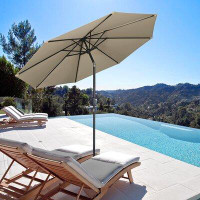 Arlmont & Co. Arlmont & Co. 9 pi UV50 + parasol de table d'extérieur à manivelle inclinable avec parasol et terrasse au