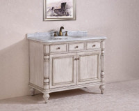 47" Solid Wood Antique White or Walnut Bathroom Vanity with Granite Top