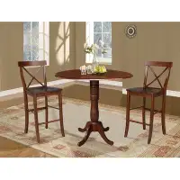 Rosecliff Heights Kimble Bar Height Drop Leaf Solid Wood Dining Set
