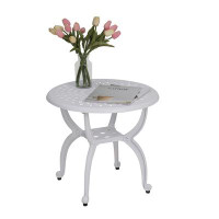 Astoria Grand Outdoor Round Side Tables, Cast Aluminum Patio End Tables, Anti-Rust Coffee Table