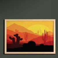East Urban Home Ambesonne Arizona Wall Art With Frame, Picturesque Digital Western Inspired Image With Cactus Plants On