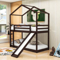 Harper Orchard Twin Over Twin Wood Bunk Bed With Roof