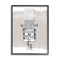 Stupell Industries Stupell Industries Vintage Microphone Music Drawing Framed Giclee Art By June Erica Vess