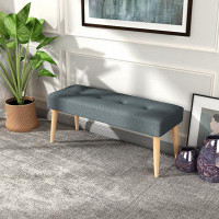 Wade Logan Caithlyn Solid Wood Upholstered Bench For Living Room, Entryway