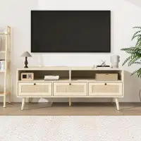Ebern Designs TV Stand with Solid Wood Feet, TV Console Table for Living Room