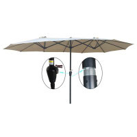 Arlmont & Co. Double-Sided Patio Umbrella Outdoor Market Table Garden Extra Large Waterproof Twin Umbrellas With Crank A
