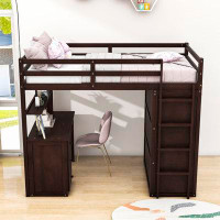 Harriet Bee Twin Size 3 Drawers Loft Bed With Built-In Desk