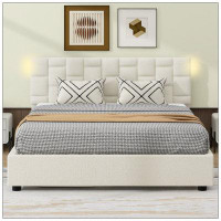 Latitude Run® Queen Size Upholstered Platform Bed With Height-Adjustable Headboard