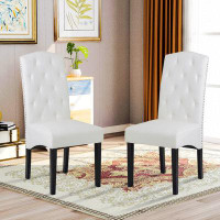 Winston Porter Dining PU Chair With Solid Wood Legs