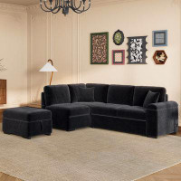 Latitude Run® Sleeper Sectional Sofa with Storage Ottoman & Hidden Arm Storage & USB Charge