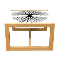 East Urban Home East Urban Home Tree Of Life Coffee Table, Plant Silhouette Roots And Branches Reflection Shadow Monochr