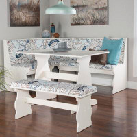 Red Barrel Studio Olivia 3 - Piece Upholstered Trestle Breakfast Nook Dining Set with Coffee Print