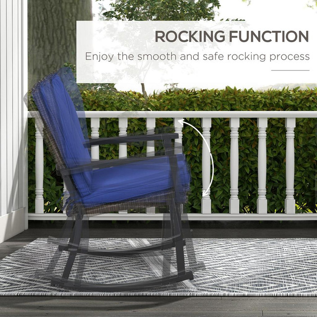 Rattan Rocking Chair 24.4" x 29.5" x 37.4" Blue in Patio & Garden Furniture - Image 4