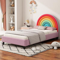 Red Barrel Studio Rainbow Design Upholstered Twin Platform Bed