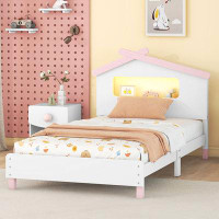 Harper Orchard Wood Platform Bed with House-shaped Headboard and Motion Activated Night Lights