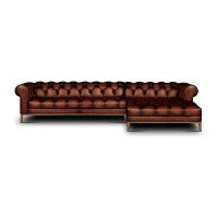 Eleanor Rigby Gaga 130" Wide Genuine Leather Sofa & Chaise
