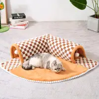 Tucker Murphy Pet™ Eithan Anti Collapse Cat Tunnel Bed Detachable Washable Pet Mat Toys, Filling Memory Sponge