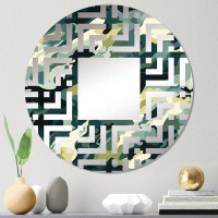 Design Art Green And White Urban Camouflage - Maze Decorative Mirror Circle