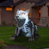 GOOSH Halloween Inflatable 4.9FT Inflatable Dog Halloween Decorations Skeleton Dog Halloween Decor