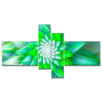 East Urban Home 'Large Green Alien Fractal Flower' Graphic Art Print Multi-Piece Image on Canvas